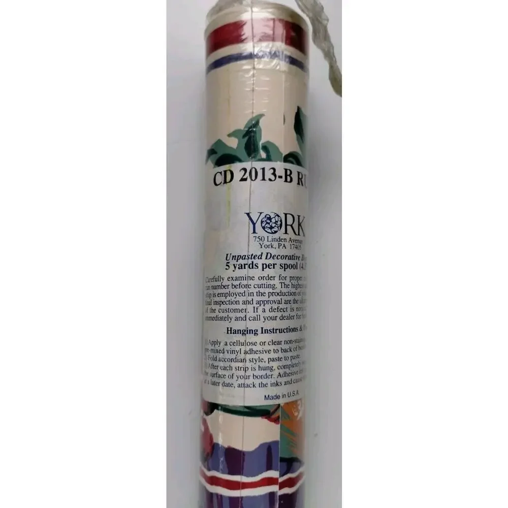 York Pre-pasted Decorative Border - 5yds - Fruits Vegetables - Leaves